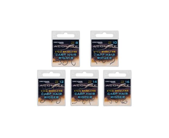 Drennan Acolyte Carp Hair Rigger Hooks - Barbless
