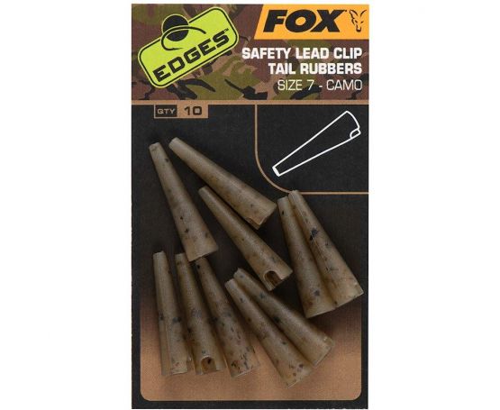 Fox Edges Camo Safety Lead Clip Tail Rubbers - Size 7