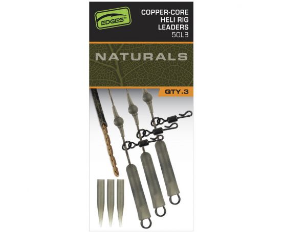 Fox Edges Naturals Copper-Core Heli Rig Leaders - 50lb