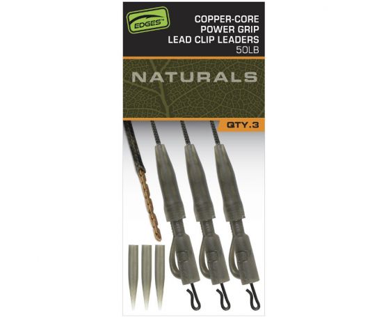 Fox Edges Naturals Copper-Core Power Grip Lead Clip Leaders - 50lb