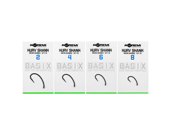Korda Basix Kurv Shank Hooks - Barbed