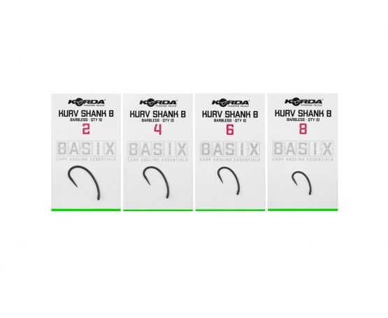 Korda Basix Kurv Shank Hooks - Barbless