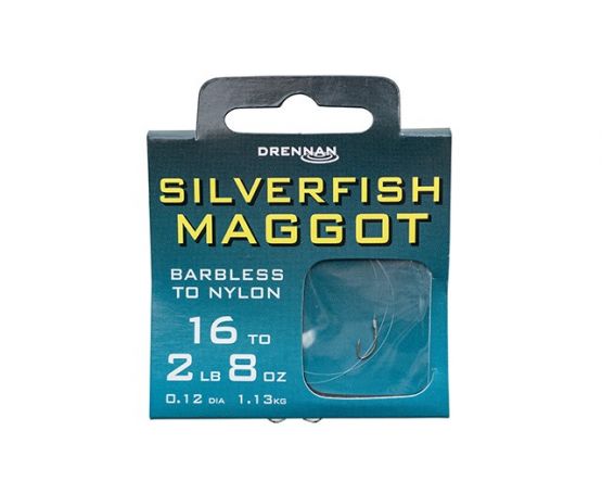 Drennan Hooks to Nylon Barbless - Silverfish Maggot