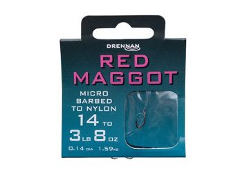 Drennan Hooks to Nylon Barbed - Red Maggot