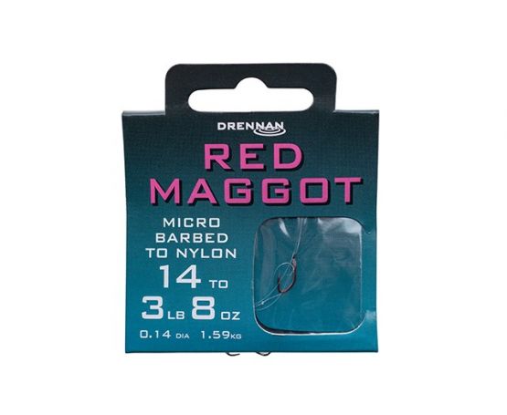 Drennan Hooks to Nylon Barbed - Red Maggot
