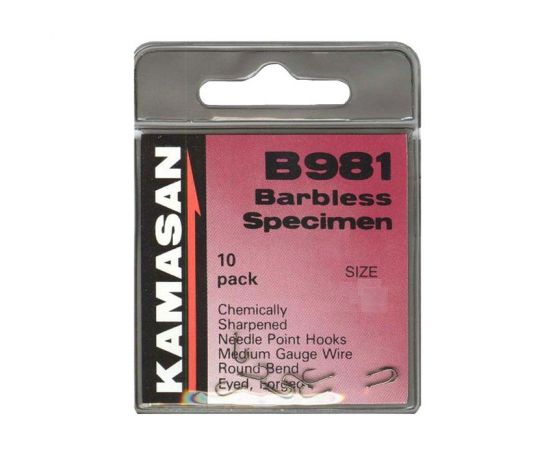 Kamasan B981 Specimen Eyed Hooks - Barbless