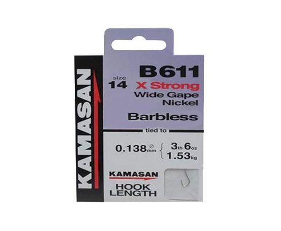 Kamasan B611 Hooks to Nylon- Barbless