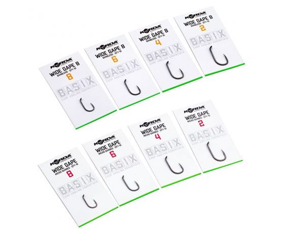 Korda Basix Wide Gape Hooks - Barbless