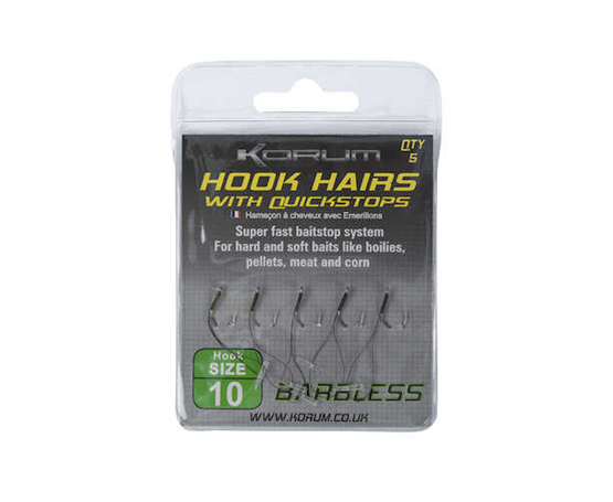 Korum Hook Hairs with Quickstops - Barbless