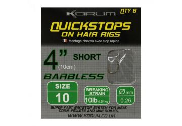 Korum Hair rigs 4" with Quickstops - Barbless