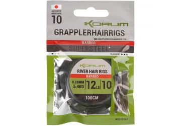 Korum Supersteel Grappler Hair Rigs 1m - Barbed