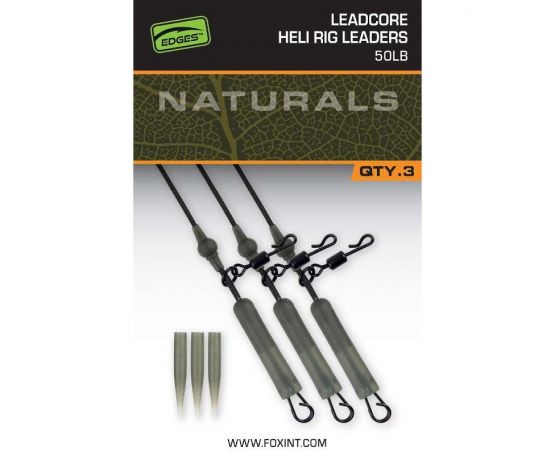 Fox Edges Naturals Leadcore Heli Rig Leaders - 50lb