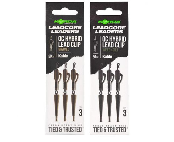 Korda Kable Leadcore Leaders Hybrid Lead Clip QC Swivel